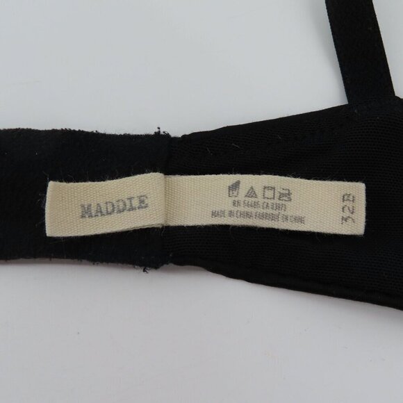 Aerie 32B Maddie Push Up Bra Padded Underwire Strappy Straps Solid Black Women - Picture 12 of 15